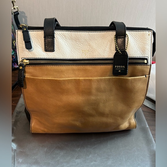 Fossil Handbags - FOSSIL TESSA SATCHEL 3-TONE NATURAL WHITE